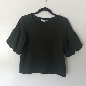 Olive green puff sleeve top